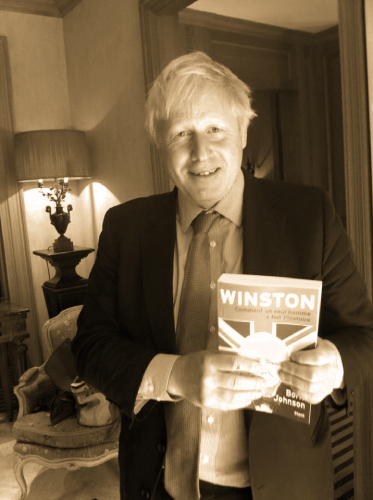 Boris Johnson with Churchill Book.