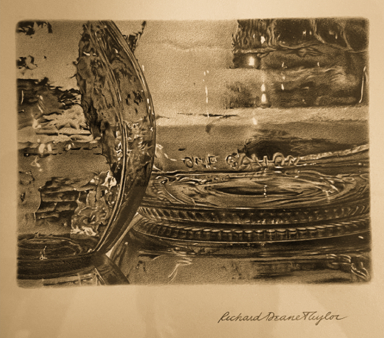 Pencil detail of bottles.