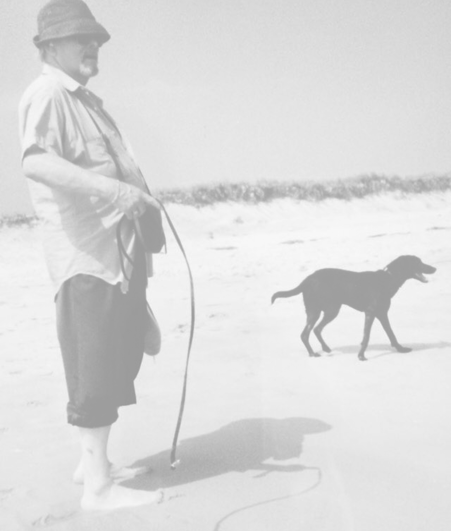 At Jones Beach with his dog, Betsy.